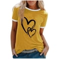 thumbnail image 2 of SMihono Hauts pour Femmes Été Décontracté Mode Féminine Décontracté Imprimé Col Rond Ample Manches Courtes T-shirt Pull Oversize T-shirt pour Femmes 2023, 2 of 4