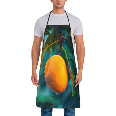 

Junzan Mango In The Rain Print Kitchen Cooking Aprons Chef Apron for Men and Women Professional for Cooking Bib Aprons for Kitchen/Crafting/BBQ/Drawing