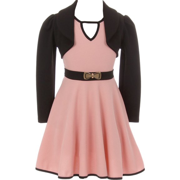 Little Girl Set Sleeveless Dress Short Bolero Holiday Flower Girl Dress Blush 6 JKS 2105 BNY Corner