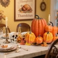 thumbnail image 6 of 7-Pack Foam Pumpkin Decor - Halloween Tabletop Display Set Spooky Season Accents Party Centerpiece Props Seasonal Home Ornaments(Orange), 6 of 6
