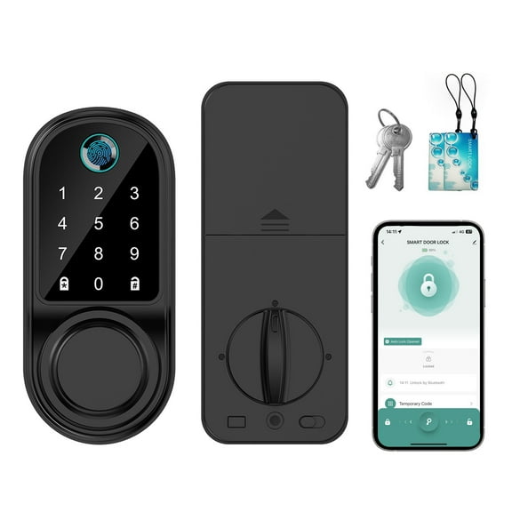 Smart Door Lock,Biometric Keyless Electronic Door Lock With APP Control,Fingerprint Smart Lock Deadbolt for Home,Apartment,Office and Garages,Black