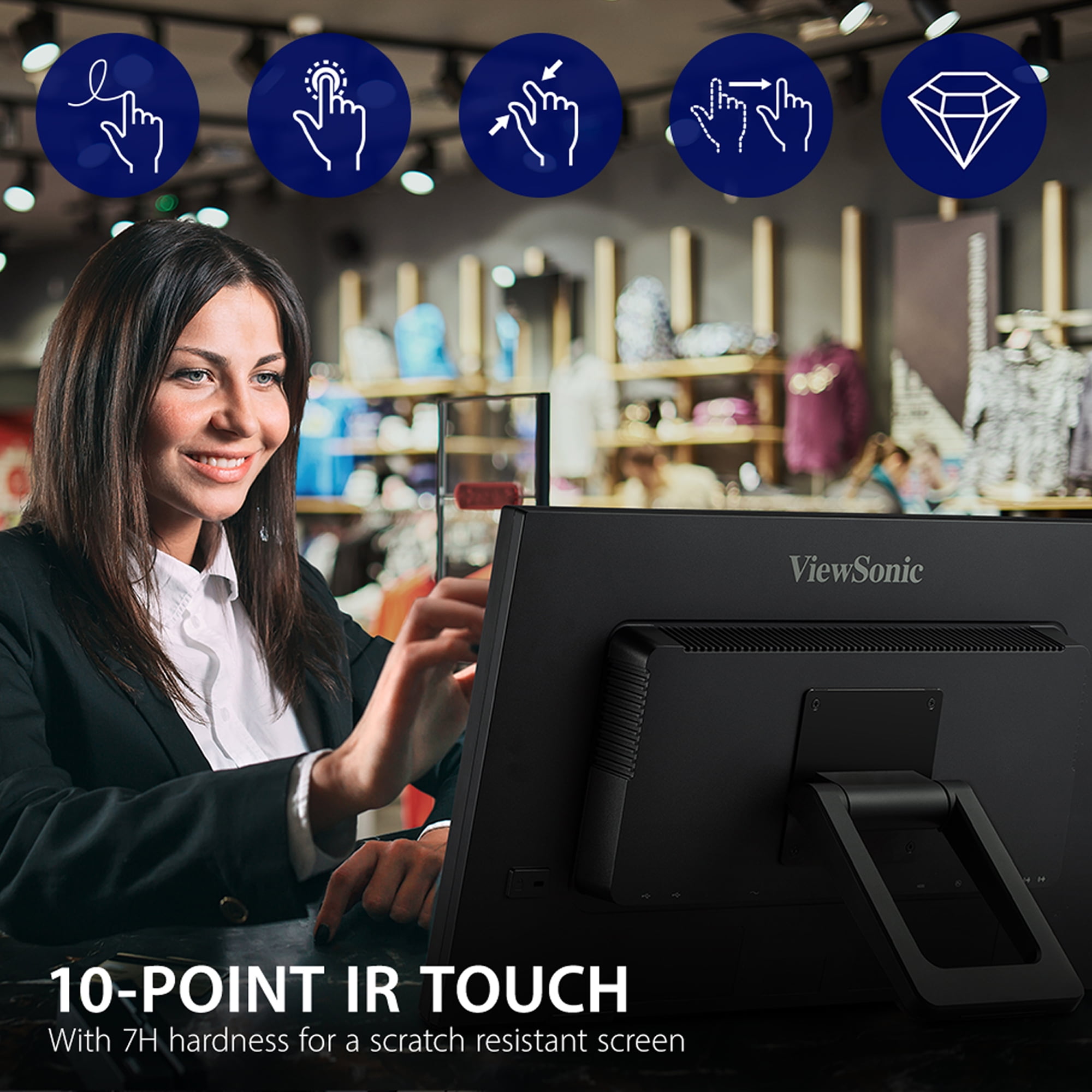 ViewSonic 1080p 10-Point Multi IR Touch Monitor TD2423d 24", HDMI, VGA, and DP