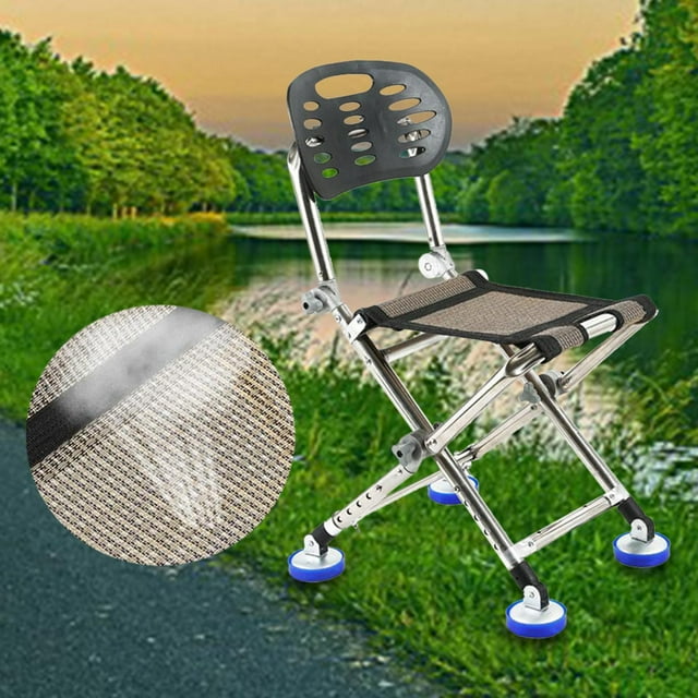Silla de pesca Taburete para acampar Plegable con respaldo Asiento resistente 150 kg Taburete para acampar resistente Silla de playa para balcón Playa DYNWAVEMX Sillas de pesca
