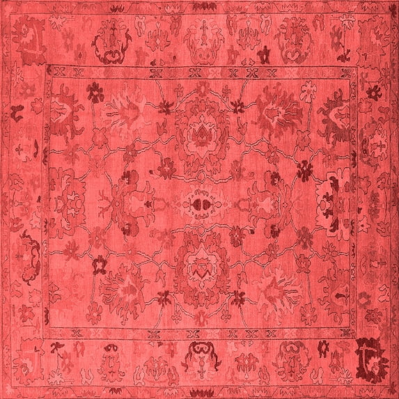 Ahgly Company Indoor Square Oriental Red Industrial Area Rugs, 4' Square