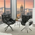 thumbnail image 5 of TEWLOSS Swivel Accent Chair Set of 2 Faux Leather Armchair with Metal Legs, Black, 5 of 12