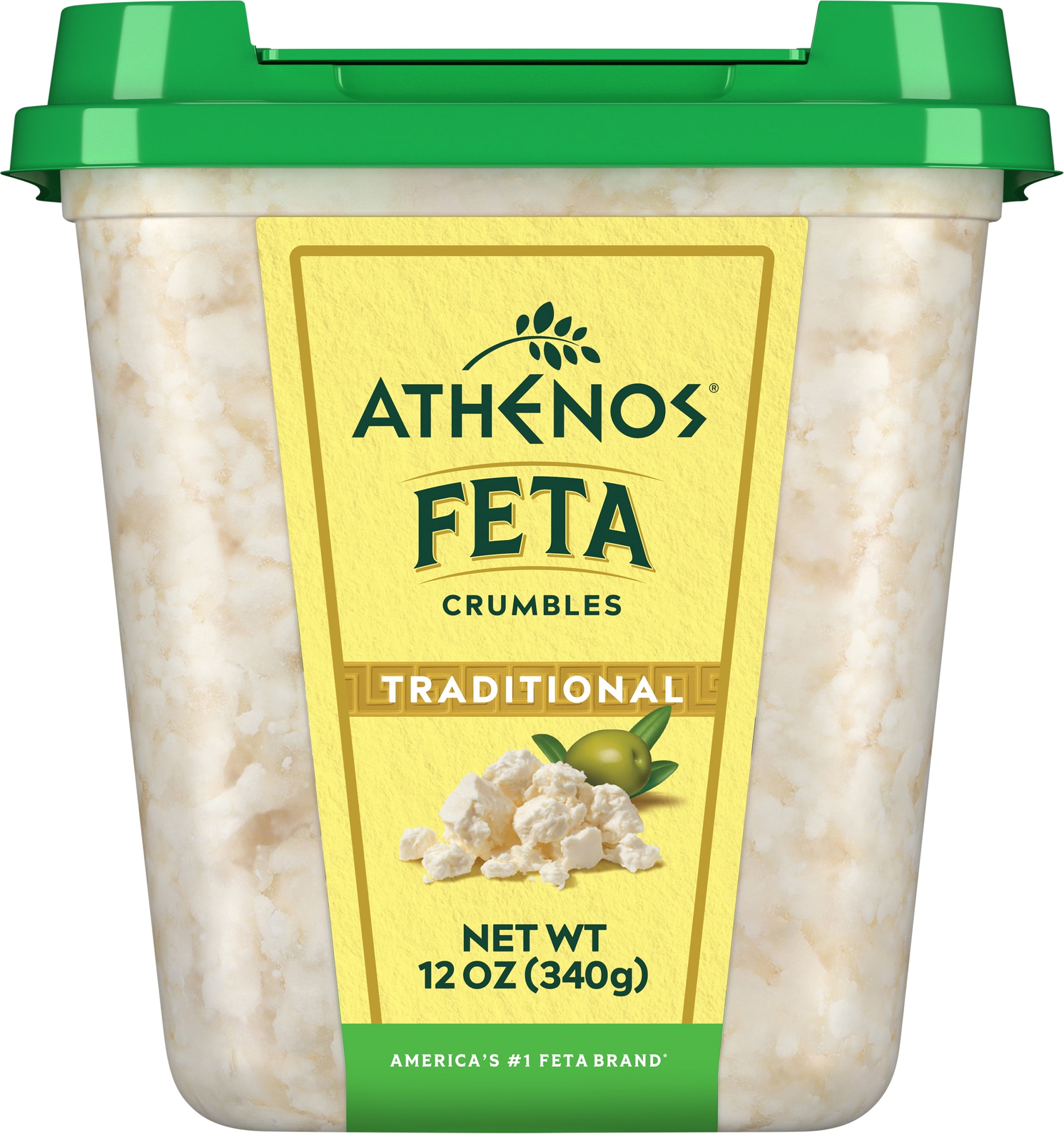 Athenos Crumbled Traditional Feta Cheese 12 oz, Refrigerated, Plastic Tub