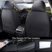 Coverado Black Car Seat Covers Full Set, Waterproof Faux Leather Auto Seat Protectors with Lumbar Support, Luxury Automotive Interior Accessories Universal Fit Most Cars SUV Trucks