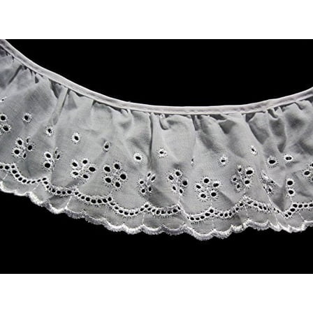 Altotux 3.75" White Gathered Ruffled Cotton Eyelet Lace Trim Lot Notions by 5 Yd
