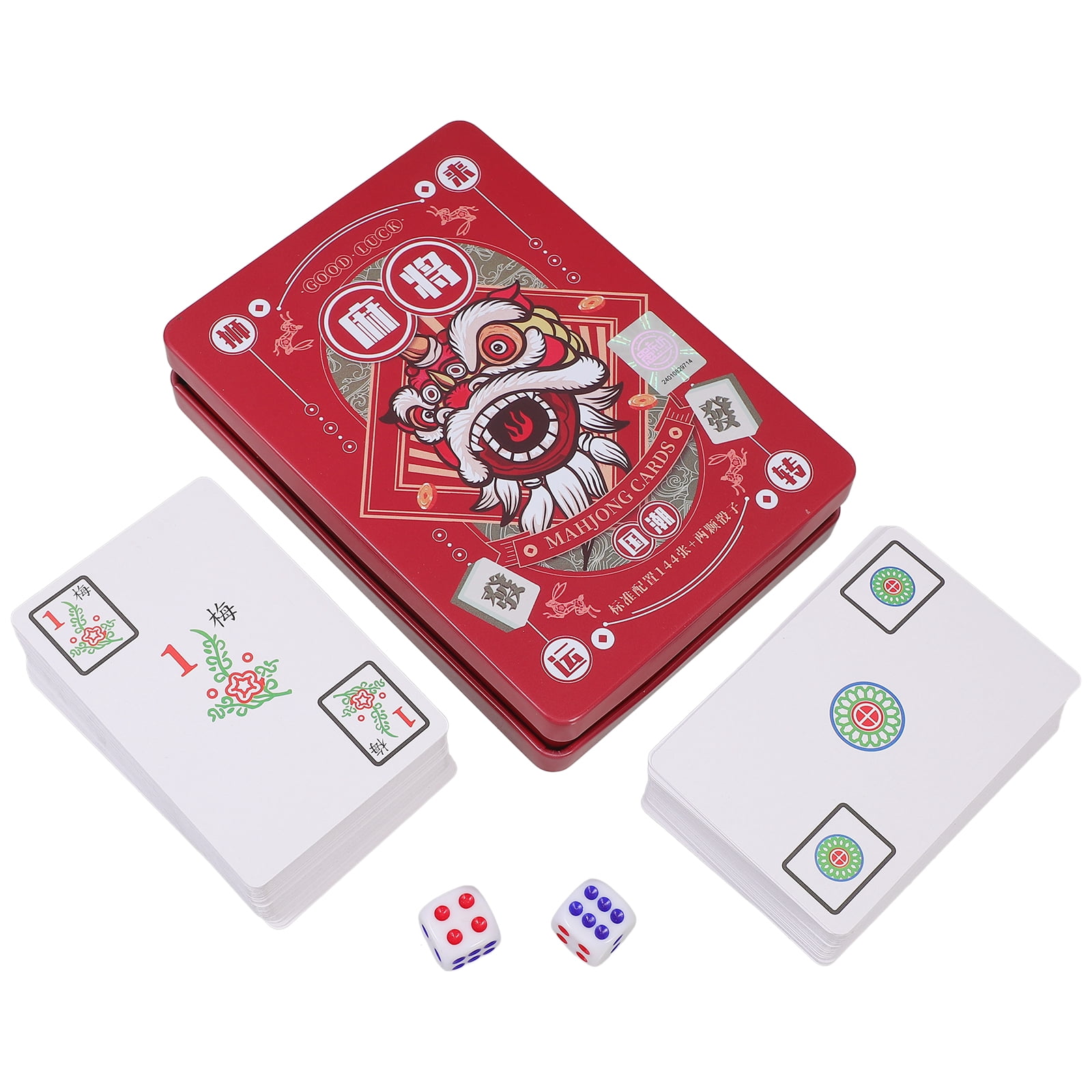 Jeu De Mahjong Mini Portable 144 Tuiles - Classique Chinois - Idéal Famille Et Voyage - Boîte 31,5x14,5 Cm