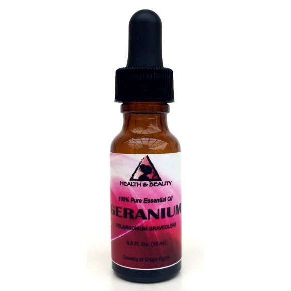Huile Essentielle de Géranium Aromathérapie 100 % pure Naturelle Compte-Gouttes en Verre 0,5 oz 15 ml
