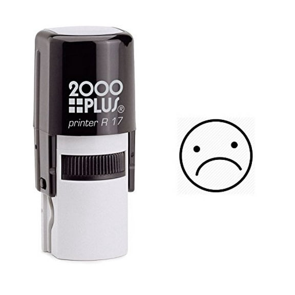 StampExpression - Sad Face Emoji Self Inking Rubber Stamp - Black Ink (W-6186)