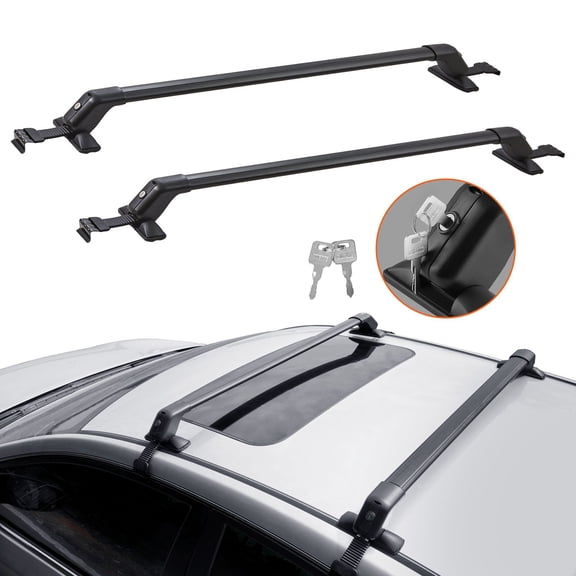 Roof Rack Cross Bars,Aluminum Roof Rack Crossbars,Fit Roof without Side Rail,155 lbs Load Capacity,Adjustable Bare Roof Crossbars with Locks,for SUVs,Sedans,and Vans