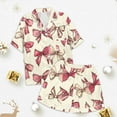 thumbnail image 4 of Ensemble de Pyjama en Soie pour Filles Garçons Manches Courtes Imprimé Pyjamas Boutonnés Ensemble de Pyjamas Décontractés Pyjamas Filles Garçons Filles Mode, 4 of 5