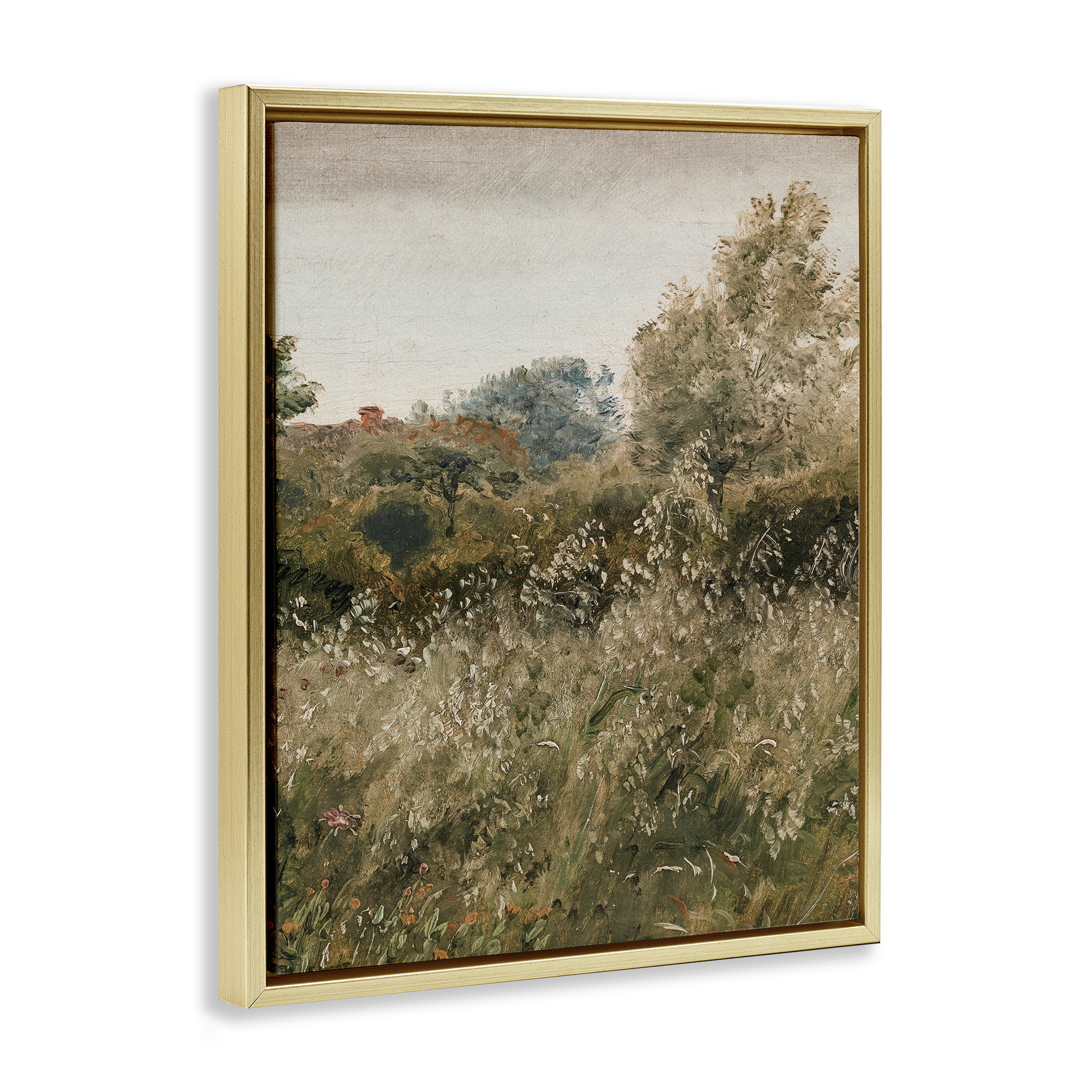 Thicket in Countryside Gold Framed Floater Canvas Wall Art, design by Lettered and Lined