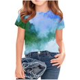 thumbnail image 5 of YunPes Girls T Shirts Tie Dye Short Sleeve Shirts Kids Summer Tops Soft Casual Crewneck Basic Tees Dance Streetwear Birthday Outfits, 5 of 5