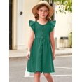 thumbnail image 3 of Arshiner Girls Dress Sweet Casual Flutter Sleeve A-Line Button Down Sundress Casual Midi Dresses, 3 of 6