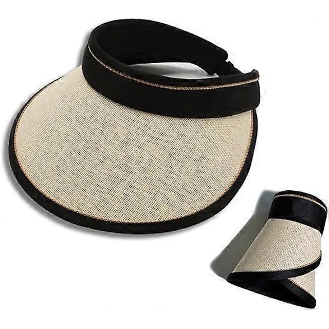 Wide Brim Straw Hat, Sun Hat Women Rollable Sun Visor Hat Uv Protection Beach Sun Straw Hat Foldable Summer Topless Sunhats