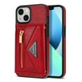 thumbnail image 4 of Nalacover for iPhone 14 Zipper Wallet Case,Luxury Premium PU Leather Back Soft TPU Magnetic Buckle Flip Card Pocket Shockproof Slim Cover with Adjustable Crossbody Shoulder Strap,Red, 4 of 14