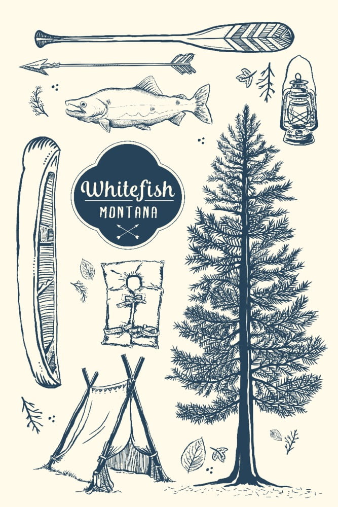 Whitefish, Montana, Collage (9x12 Wall Art Print, Home Decor)