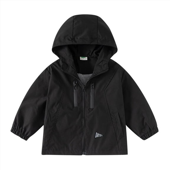ZACPNCV Kids Boys Windbreaker Jacket Boys Zip Up Hoodie Coat Fall Jackets Black 3-4 Years