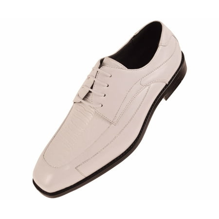 Bolano Mens White Ostrich Leg Print and Smooth Oxford Dress