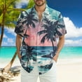 thumbnail image 2 of Men Hawaiian Shirt Short Sleeves Printed Button Down Shirts Summer Beach Mens Shirts Clearance 13-Pink S, 2 of 5