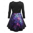thumbnail image 2 of Camiseta con Estampado de Hojas de Talla Extra con Mangas Largas Rosegal  Mangas largas de talla grande, 2 of 5