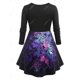 thumbnail image 2 of Camiseta con Estampado de Hojas de Talla Extra con Mangas Largas Rosegal  Mangas largas de talla grande, 2 of 5