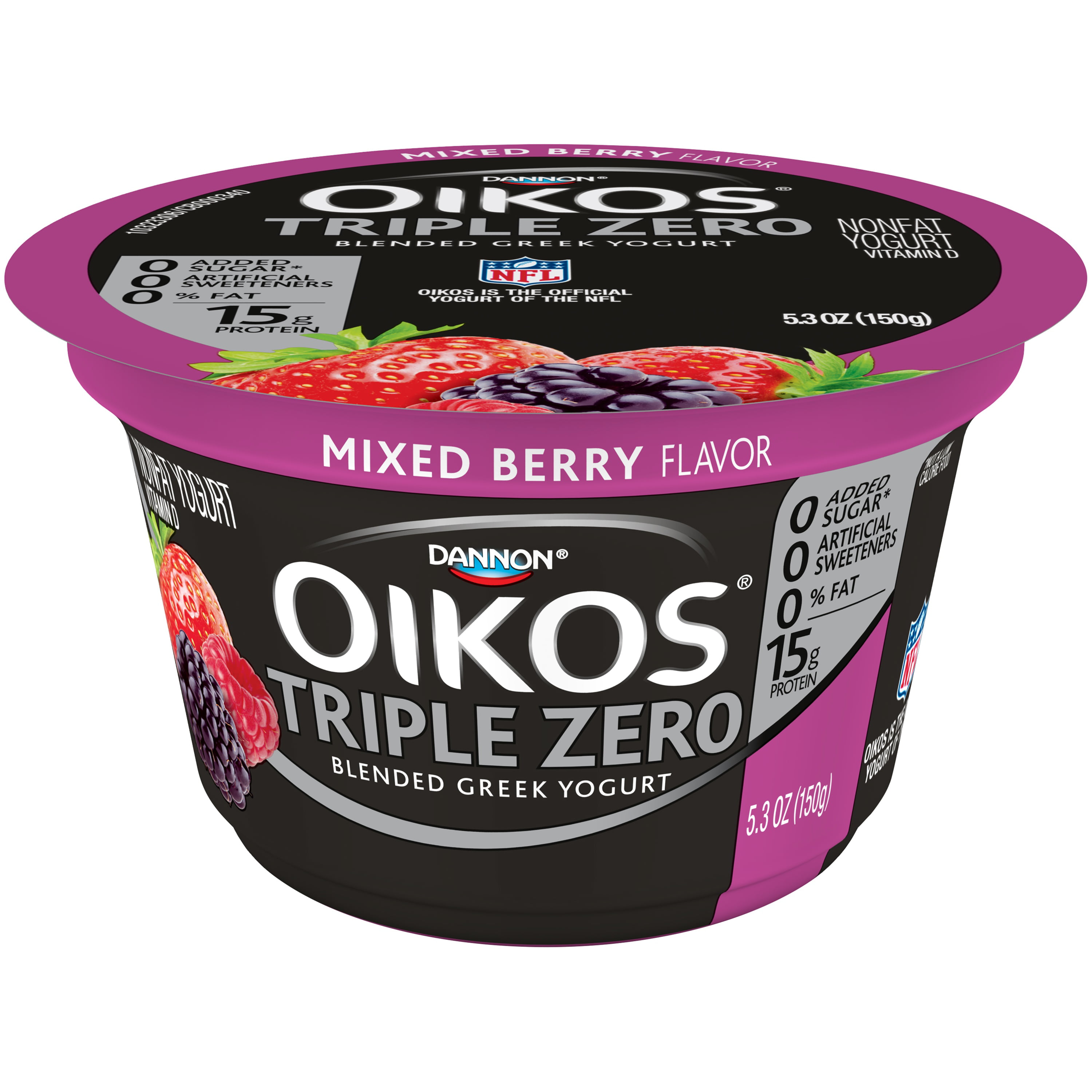 Dannon Oikos Fat-Free Triple Zero Mixed Berry Greek Yogurt ...