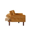 thumbnail image 3 of Tufted Split Back Futon Sofa Bed, Convertible Double Folding Sofa Bed, PU Leather Couches with Removable Wooden Feet for Living Room, 3 of 7