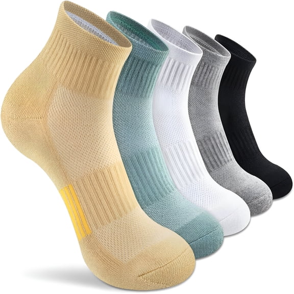 OQRKI Ankle Socks Womens Athletic Thick Cushioned Running Hiking Low Cut 5-Pairs