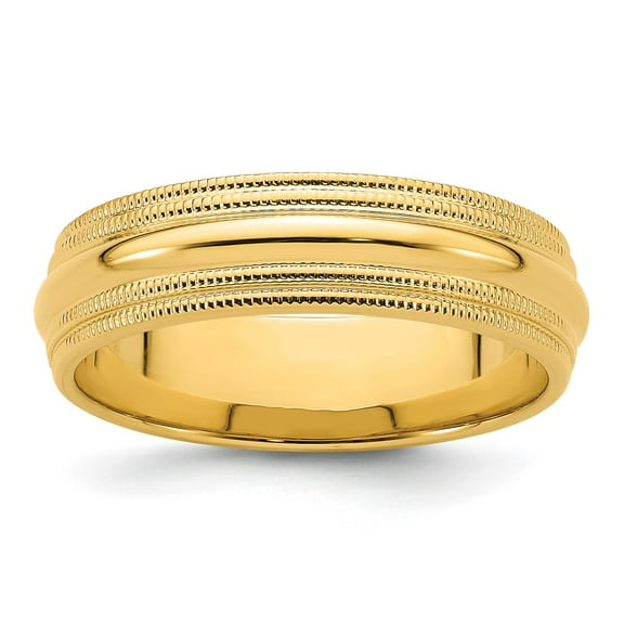 14k Yellow Gold 6mm Double Milgrain Comfort Fit Wedding Band Size 11.5 DMC060