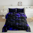 thumbnail image 2 of Erosebridal Geometric Square Bedding Sets King With Comforter,Futuristic Cubes Comforter Sets King Size,Stereoscopic Room Decorative,Reversible,Ultra Soft,3-Piece, 2 of 8