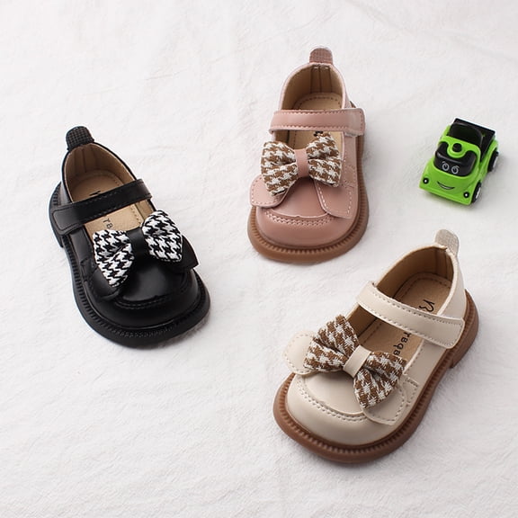 Domzle Toddler Little Girl Mary Jane Dress Shoes Flats for Girl Party School Shoes Non-Slip Sole Wide Round Toe Pink