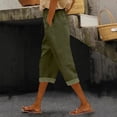thumbnail image 2 of Dxzfnsa Women's Linen Capris Wide Leg Ruffle High Waisted Pants Casual Drawstring Summer Loose Capri Pants with Pockets S-2XL, 2 of 5