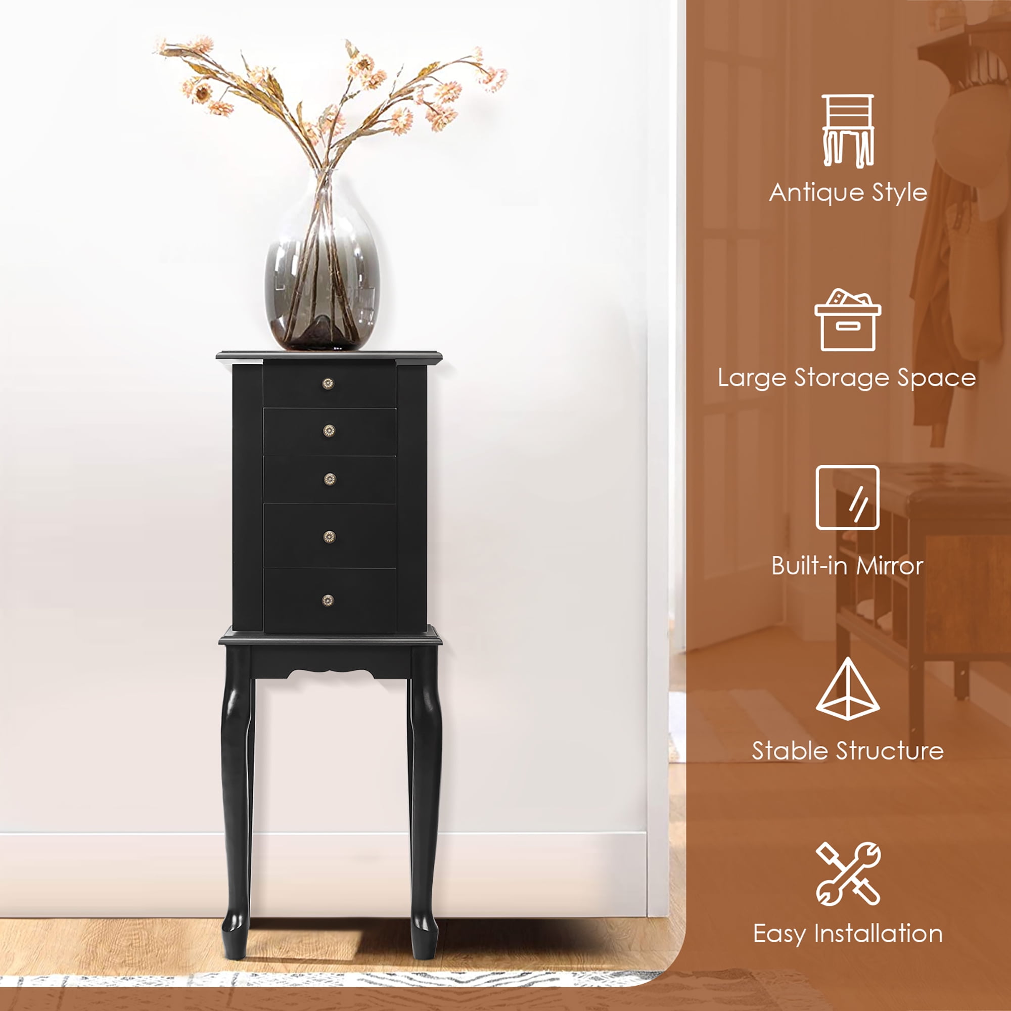 Black jewelry armoire walmart store