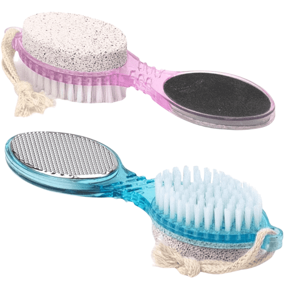 2-Pack 4-in-1 Pedicure Paddle Kit – Foot Brush, Pumice, Metal File & Emery Board – Callus Remover for Feet, Hands & Nails