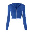 thumbnail image 4 of Tiqkatyck Crop Tops for Women, Long Sleeve Slim Fit Women's Flared Sleeve Tops Long Sleeve Hooded Shirts Crew Neck Crop Tops, Summer Tops for Women, Shirts for Women Blue M, 4 of 8