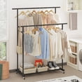 thumbnail image 4 of Calmootey Perchero de Doble Varilla para Ropa, Perchero para Colgar con Ruedas, Organizador de Ropa portátil para Dormitorio, Sala de Estar, Tienda de Ropa, Negro, 4 of 5