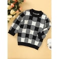 thumbnail image 6 of Seyurigaoka Fall Winter Little Girls Knitted Tops,Casual Plaid Long Sleeve Round Collar Knitwear, 6 of 9