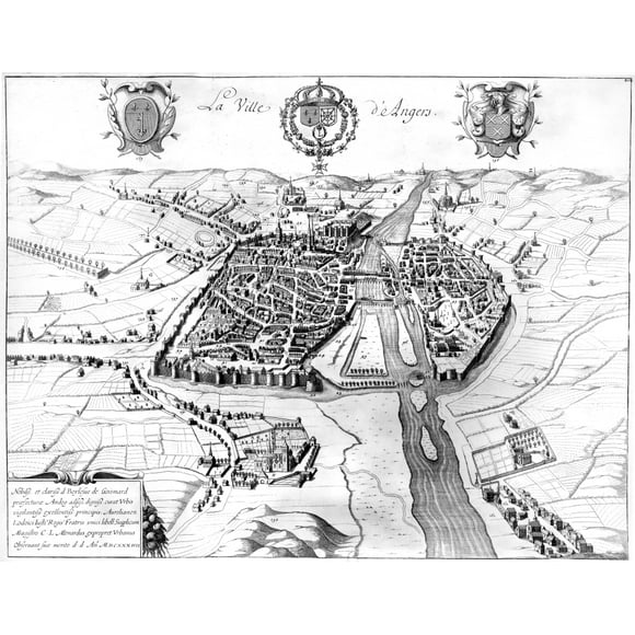 France: Ville Fortifiée, 1688. /Nthe City Of Angers On The Maine River In North-Western France. Gravure en Ligne, Française, 1688. Affiche Imprimée par (18 x 24)