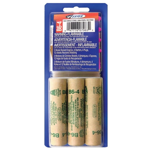Estes Rockets B6-4 Engines 3 Pack w/ Recovery Wadding EST10055 / EST7963 FLIGHT PACK
