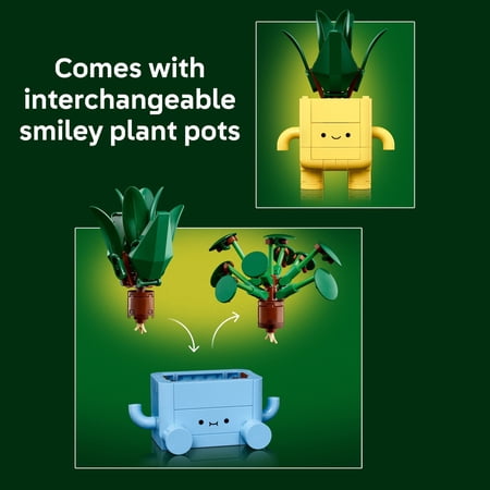 LEGO Botanicals Happy Plants Building Toy for Kids, Girls, and Boys 9+ - Playroom Decor for Desk or Shelf - Birthday Gift Idea for Young Gardeners - Artificial Indoor Plant for Play & Display - 10349