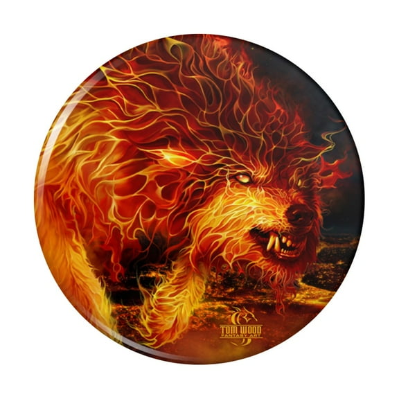 Fire Wolf Flaming Stalker Creature Pinback Button Pin