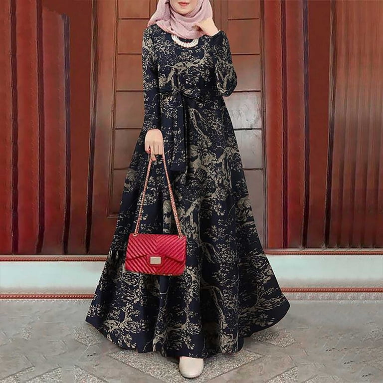 long sleeve maxi dress muslim Aurora Elegant Floral Modest MAurora Floral Modest Maxi Dress