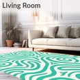 thumbnail image 2 of ODIKA 3'x5' Machine Washable Non-Slip Area Rug, Ethereal Breeze Abstract Swirl Curved Modern High Traffic Rug, Ivory, 467139, 2 of 7