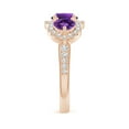 thumbnail image 4 of ANGARA Natural Floating Three Stone Amethyst Ring with Diamond Halo in 14K Rose Gold for Women (Size-6mm) | February Birthstone, Birthday, Anniversary, Jewelry Gift for Women | Natural Amethyst Ring, 4 of 9