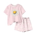 thumbnail image 5 of NAISIBABY Girls Floral Outfit Sets, Graphic Short Sleeve T-Shirt and Elastic Waist Shorts Kids Summer Fashion Clothes Pink Size 3, 5 of 6