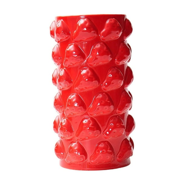 Jarrón de porcelana para flores, frutales, accesorio para fotos, maceta, regalos de cumpleaños, jarrón de mesa rojo fresa