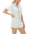 thumbnail image 5 of vigerkar Pajamas for Women Satin Womens Pajama Sets Short Sleeve Lounge Set 2-Piece Sleepwear Button-Down PJ Set White, S, 5 of 8